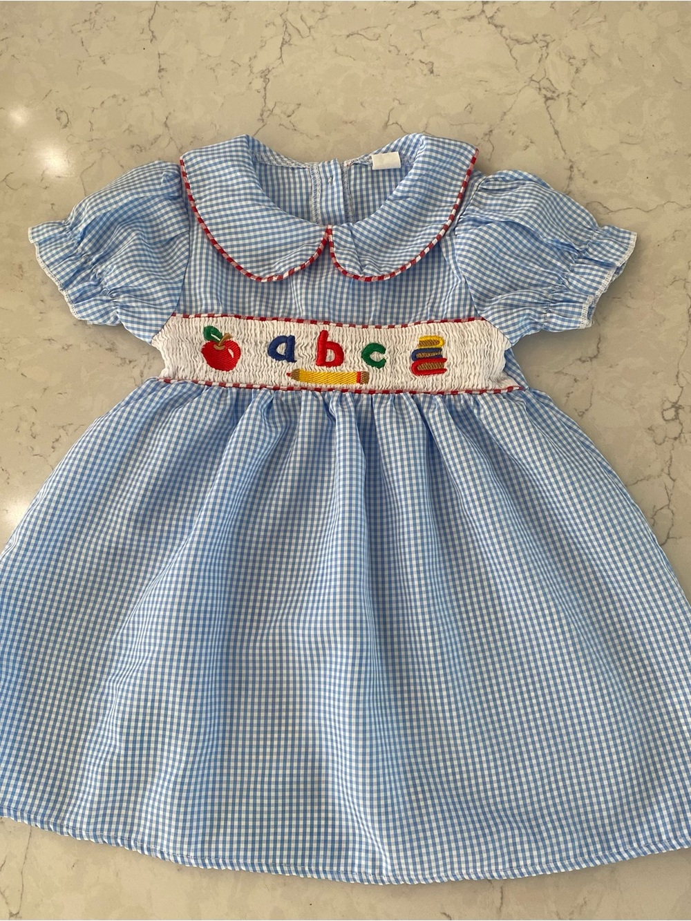 Blue Gingham Smocked Dress